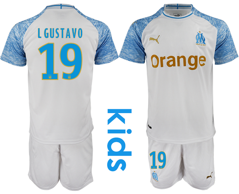 2018_2019 Club Olympique de Marseille home Youth #19 soccer jerseys->customized soccer jersey->Custom Jersey